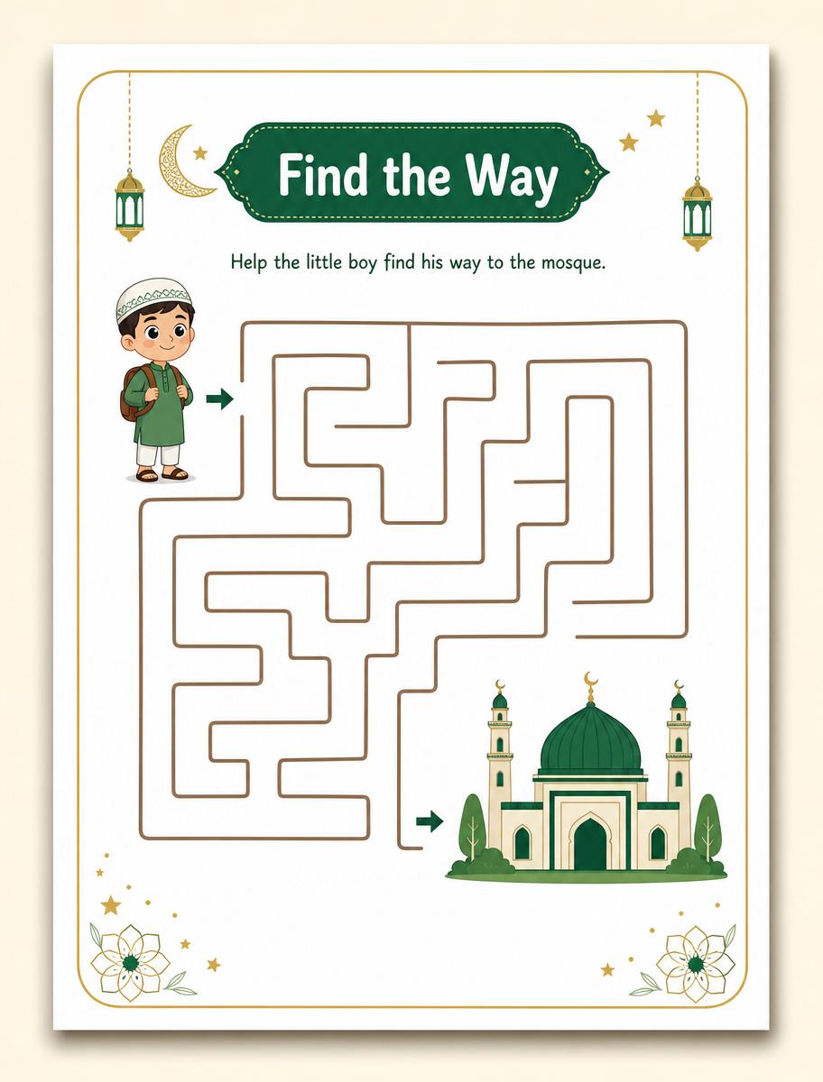 Preview worksheet Maze Hijaiyah