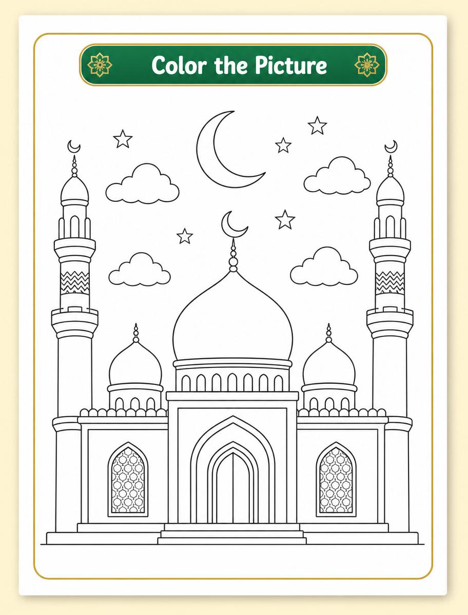 Preview worksheet Mewarnai Islami